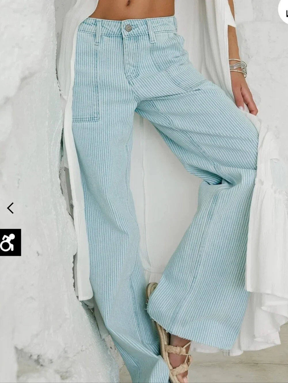 Bohme Sydney Striped Wide Leg Jeans Sz 25